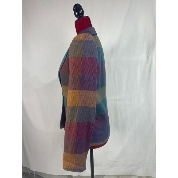Vtg 1980s Givenchy Sport Women's Size 8 Blazer Jacket Plaid Wool Polyester Blend - Picture 4 of 14